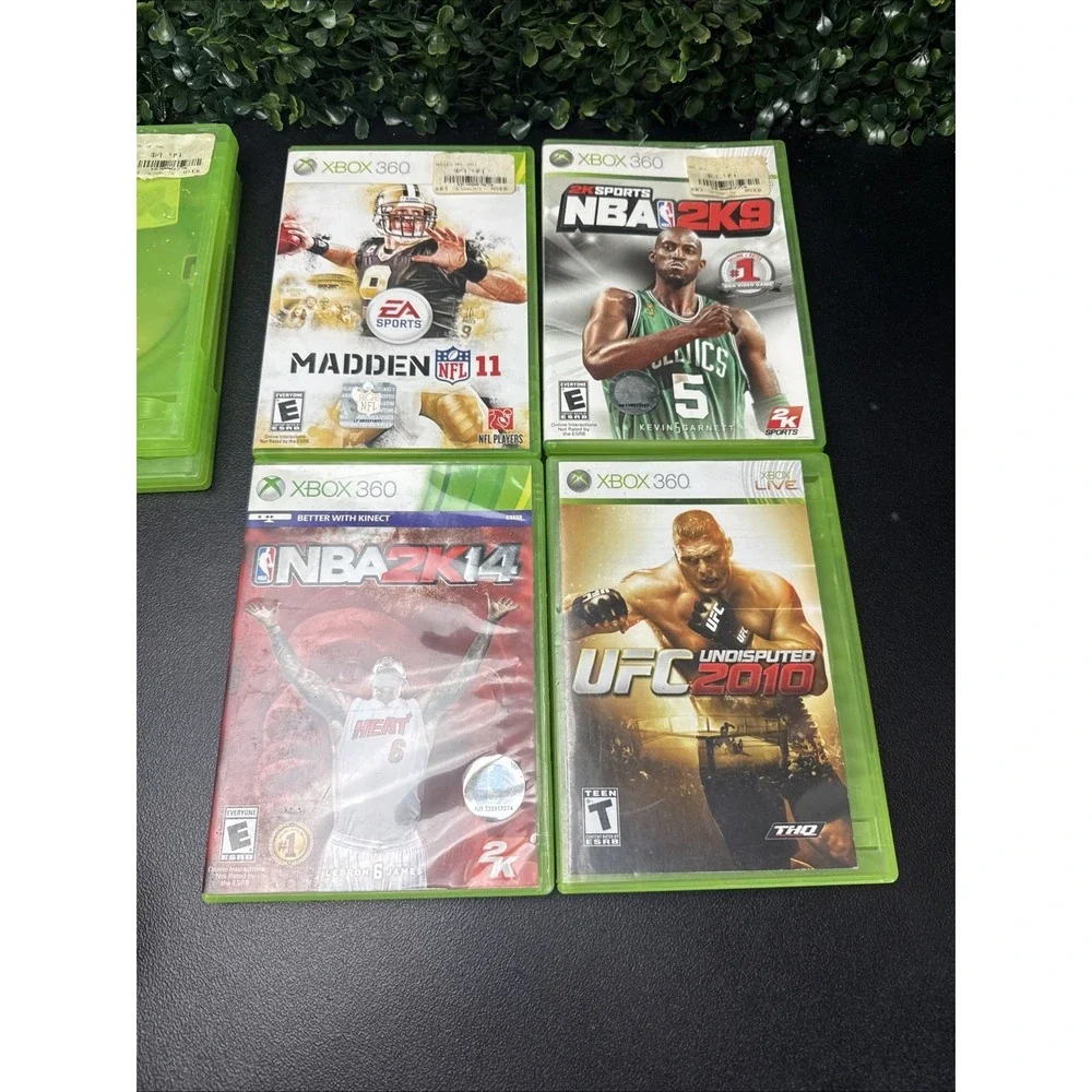 Xbox 360 Black Console Bundle 2 Wireless Controller 7 Game Lot